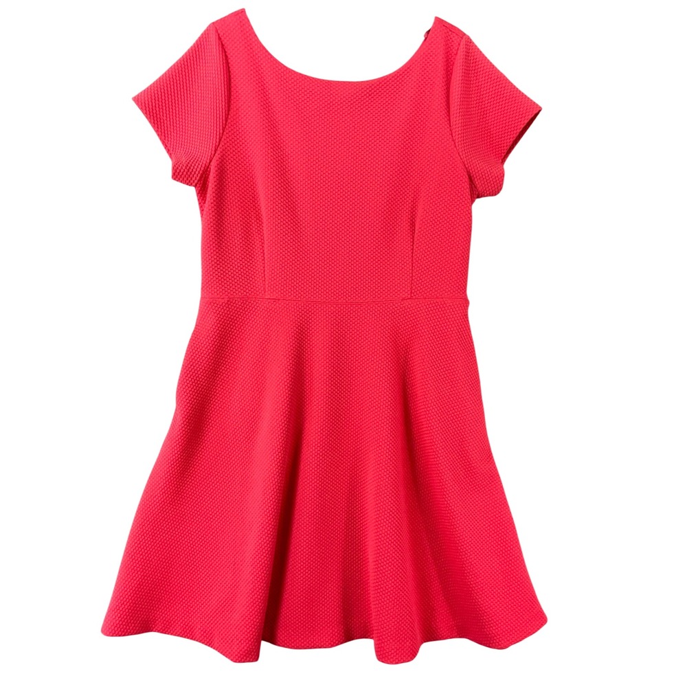 Banana Republic Fit and Flare Dress Womens 12 Coral Pink Excellent Textured Knit